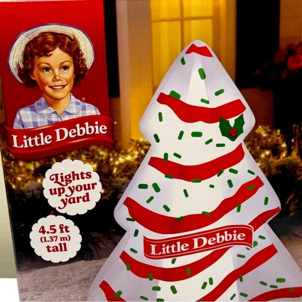 New Little Debbie Christmas Tree Cake Blow Up Holiday Inflatable, 4.5 feet tall